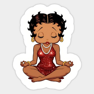 Black Betty Boop Meditating Sticker
